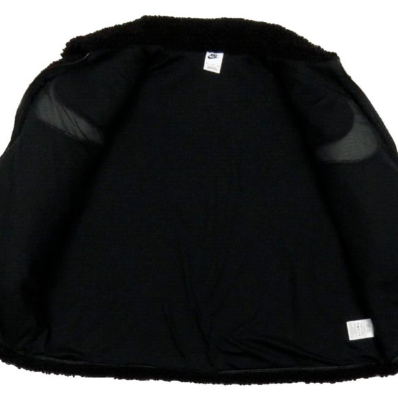 NEW Womens Nike Sherpa Fleece Black White Big Swoosh Full Zip Coat Jacket XL - Picture 4 of 7